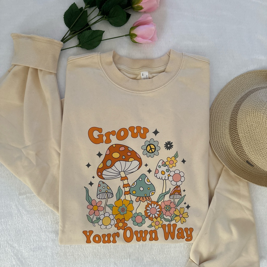 Generic Men’s/Women’s “Grow Your Own Way” Mushroom Graphic Sweatshirt For Unisex